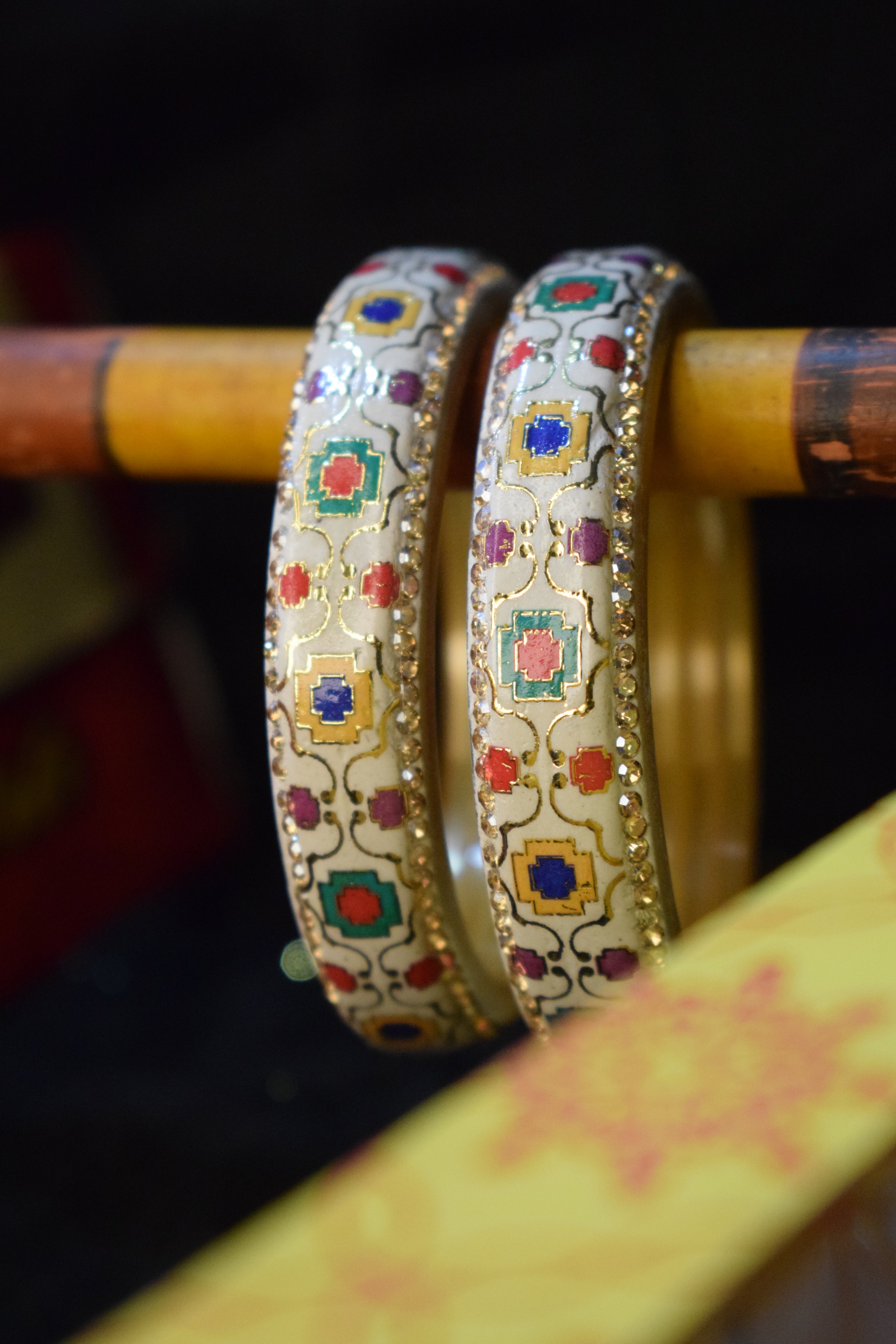 Luxurious Gold-Toned Statement Bangles with Amber Crystals
