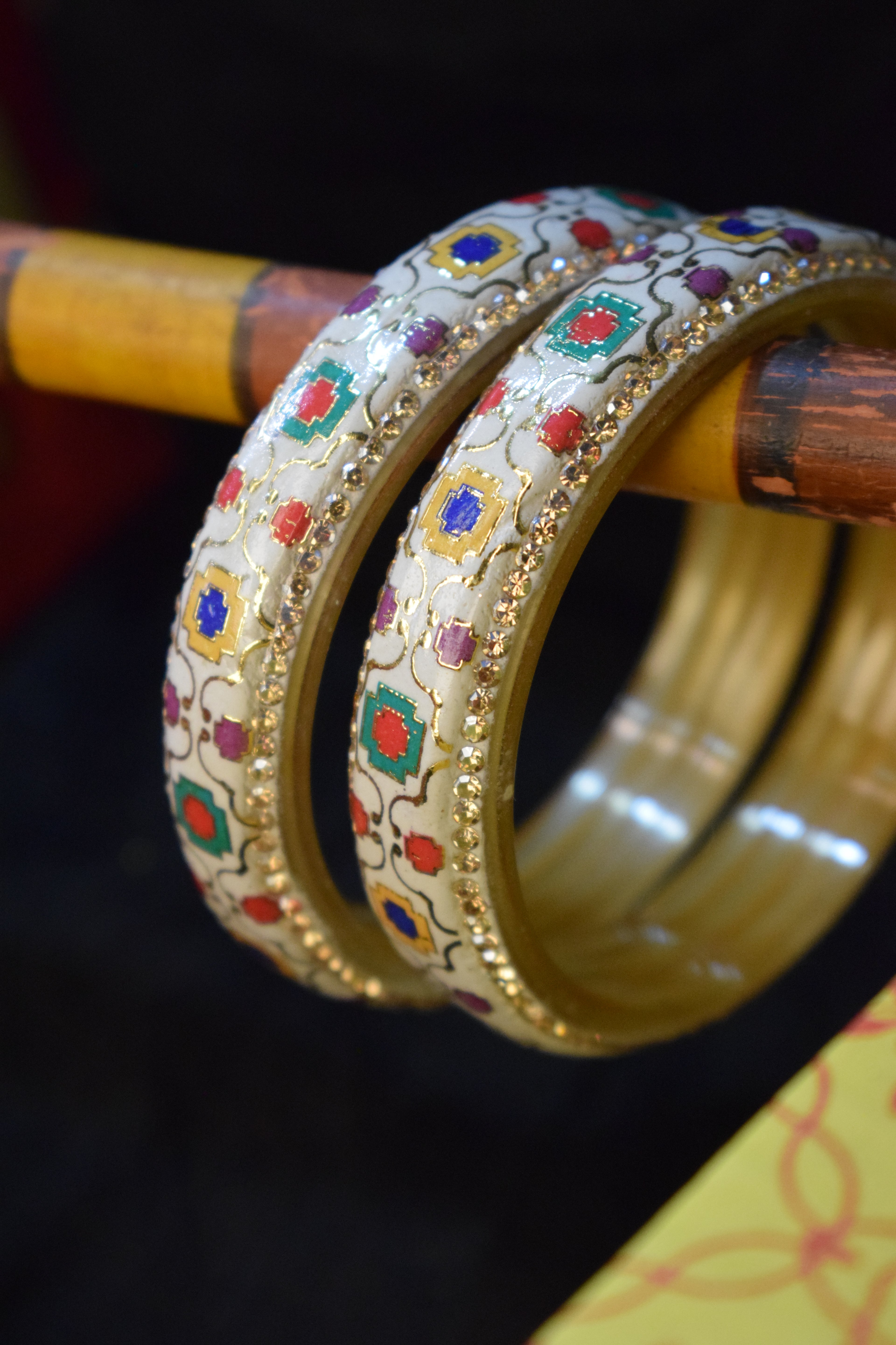 Luxurious Gold-Toned Statement Bangles with Amber Crystals