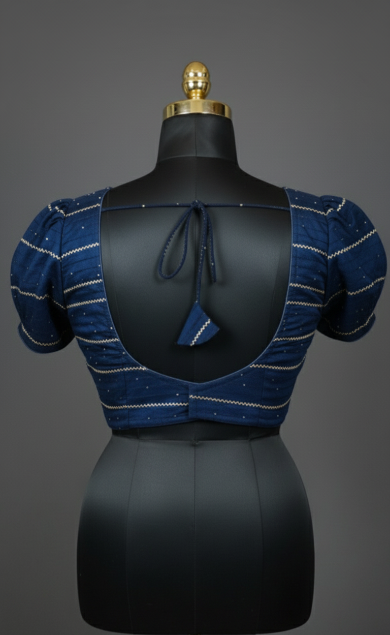 Regal Mustard Silk Saree Blouse with Intricate Back Design