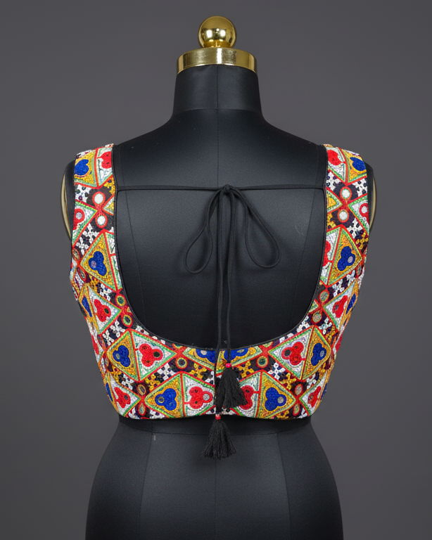 Vibrant Tribal Embroidered Mirrorwork Blouse