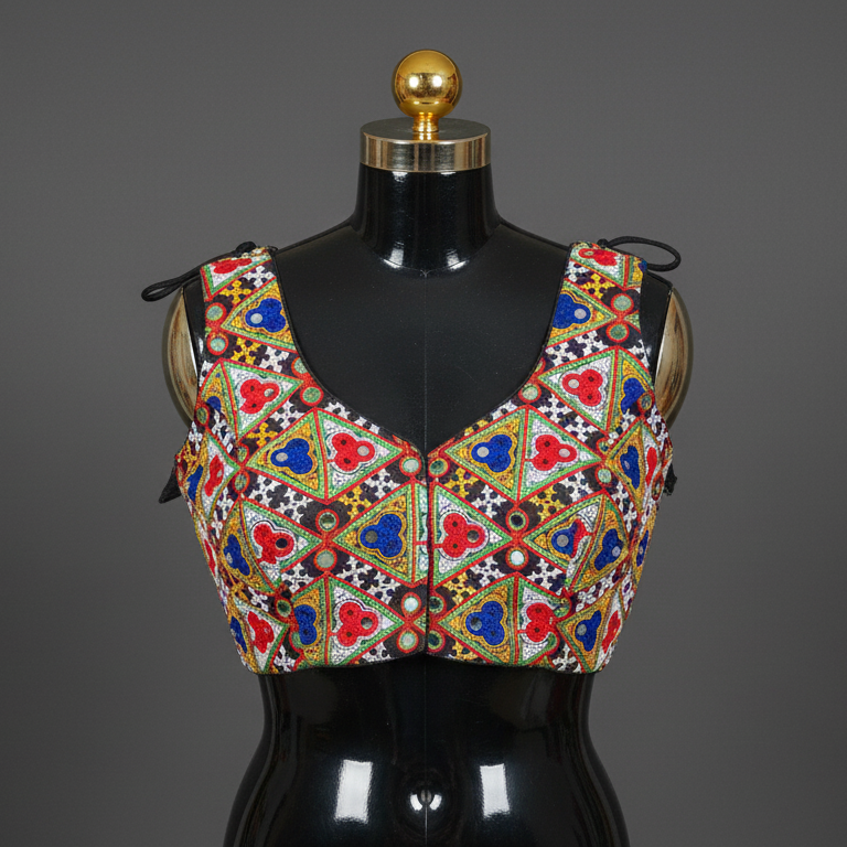 Vibrant Tribal Embroidered Mirrorwork Blouse