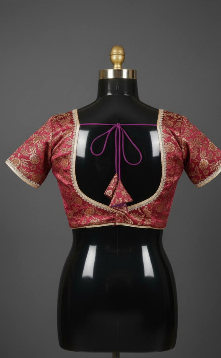 Jewel-Tone Teal Silk Readymade Blouse with Heavy Silver Work