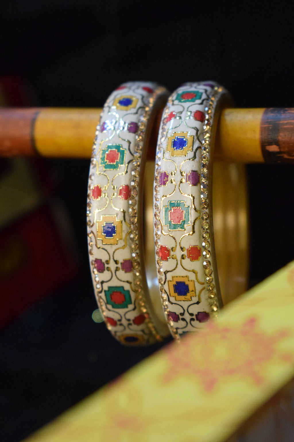 Luxurious Gold-Toned Statement Bangles with Amber Crystals
